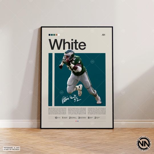 Reggie White Poster, Philadelphia Eagles Print, football Poster, Sports Poster, Football Poster