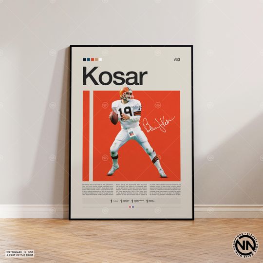 Bernie Kosar Poster, Cleveland Browns Print, football Poster, Sports Poster, football Fans, Football Poster