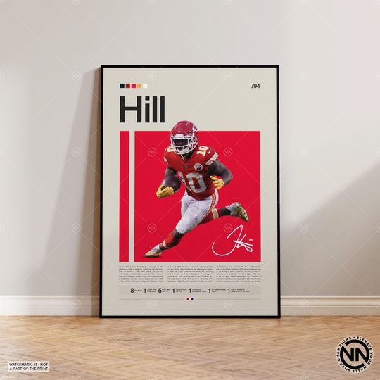 Tyreek Hill Poster, Kansas City Chiefs Print, football Poster, Sports Poster, football Fans, Football Poster