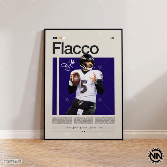 Joe Flacco Poster, Baltimore Ravens Print, football Poster, Sports Poster, football Fans, Football Poster