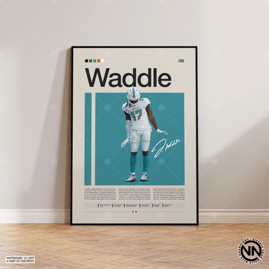 Jaylen Waddle Poster, Miami Dolphins Print, football Poster, Sports Poster, football Fans, Football Poster