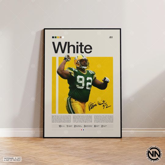 Reggie White Poster, Green Bay Packers Print, football Poster, Sports Poster, Football Poster