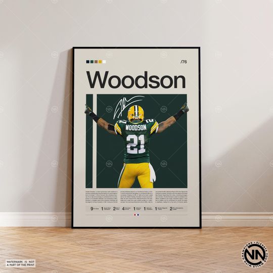Charles Woodson Poster, Green Bay Packers Print, football Poster, Sports Poster, football Fans, Football Poster