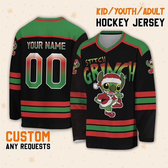Custom Stitch x funny character Hockey Jersey, Disney Hockey Sport Team, Magic Kingdom Sport Hockey, Disneyland Winter Vacation, Birthday Gift