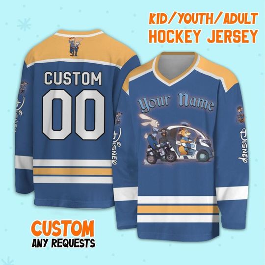 Personalized Disney Zootopia Nick And Judy Drive Happy Life Hockey, Disney Sport Hockey Team, Zootopia Hockey Birthday Gift