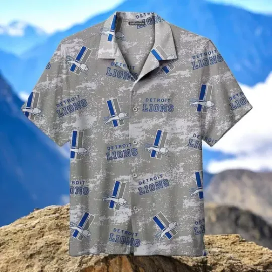 Detroit Lions Hawaiian Shirt Gray Cool Hawaiian Shirts