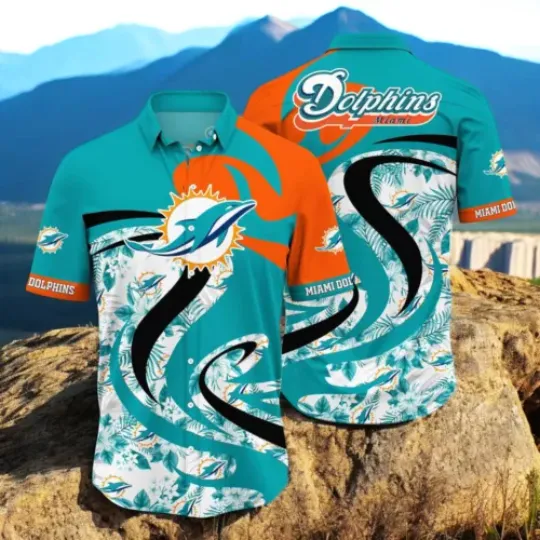 Miami Dolphins Hawaiian Shirt Flowing Water Graphic Cool Hawaiian Shirt