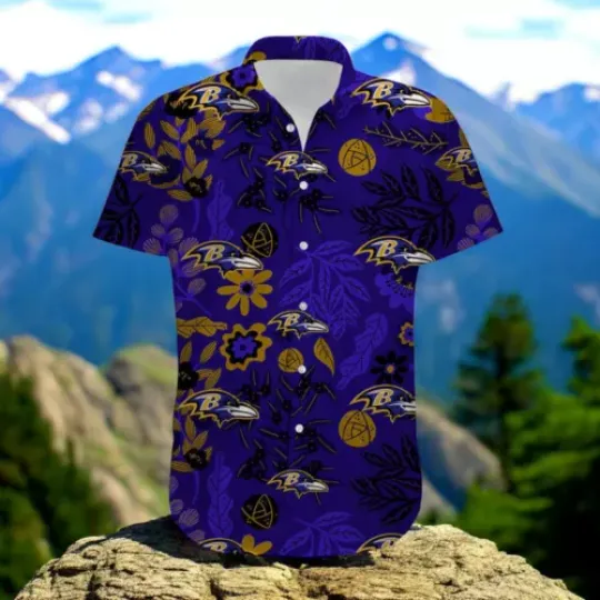Baltimore Ravens Hawaiian Shirt Aloha Button Down Hawaiian Shirt
