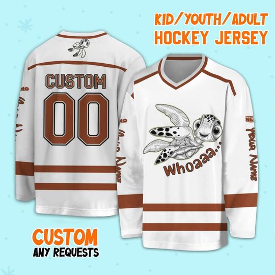 Personalized Disney Finding Nemo Squirt Whoaaa Hockey, Disney Christmas Gift, Finding Nemo Sport Hockey Team, Disney Hockey Gift