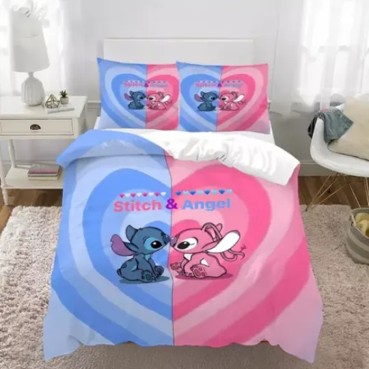 Stitch & Angle Kissing Perfect Combination Valentine's Day Bedding Set