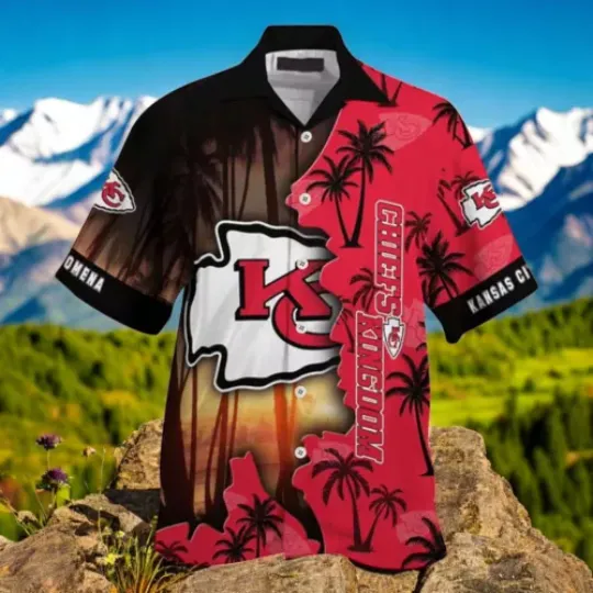 Personalized Kansas City Chiefs Hawaiian Shirt Island Under The Sunset Hawaiian