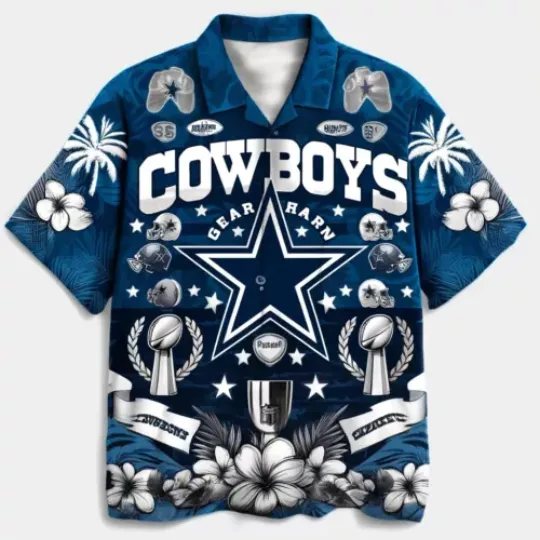 Dallas Cowboys Hawaiian Shirt, Victory Symbols & Go Cowboys Nation