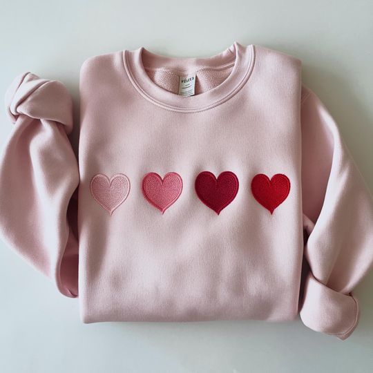 Embroidered Valentine Heart Sweatshirt, Cute Valentine Sweatshirts, Valentine Sweatshirts, Vintage Valentine Shirt, Valentine Hoodie