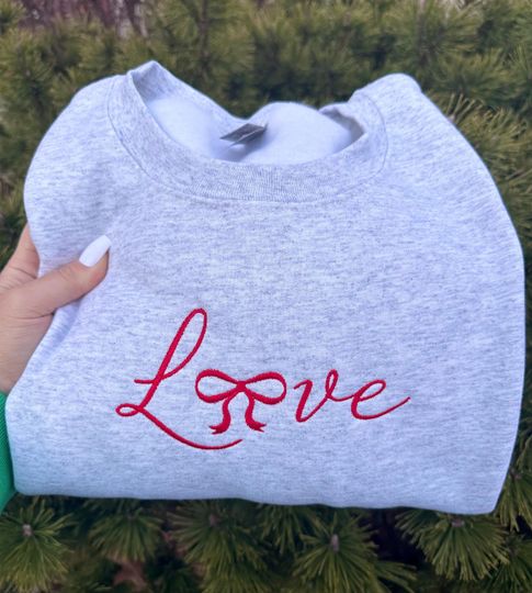 Valentines Love  Embroidered Sweatshirt - Coquette Bow