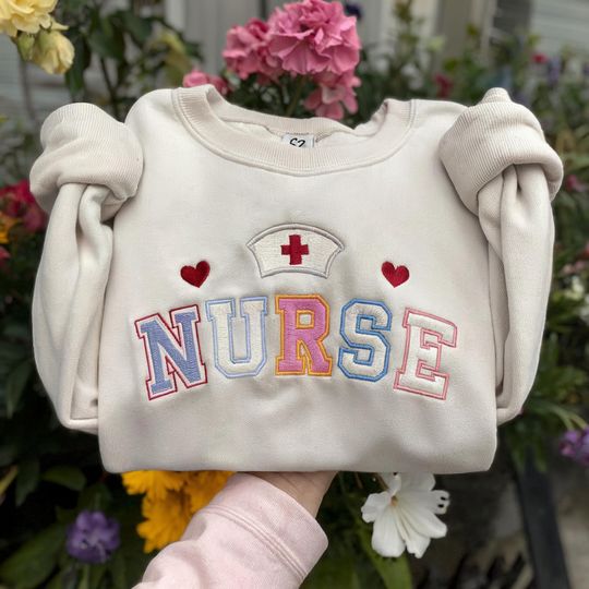 Nurse Valentine Embroidered Sweatshirt, Nurse Valentines Day Hoodie, Valentine Nurse Sweaters, Valentine Nursing Sweater, Nicu Labor Gift