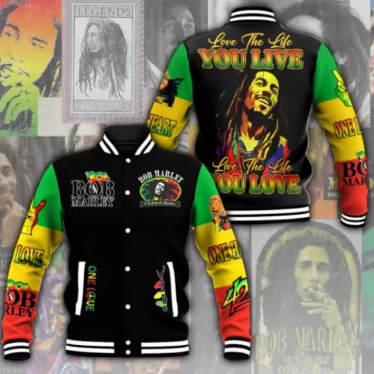 Bob Marley Music Baseball Jacket For Fan