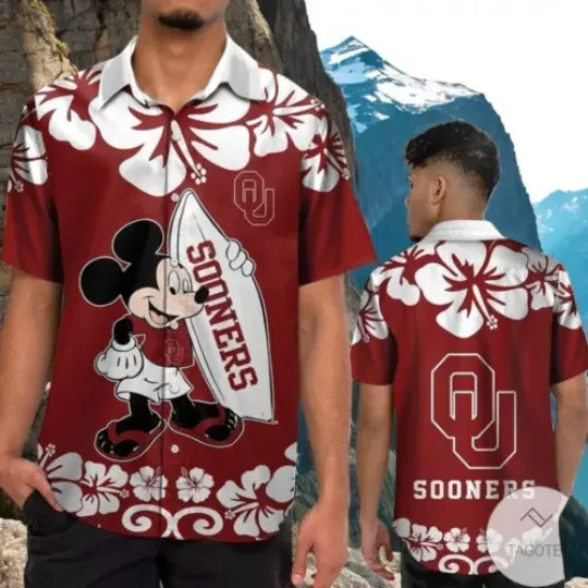 Oklahoma Sooners Mickey Mouse Hawaiian Shirt