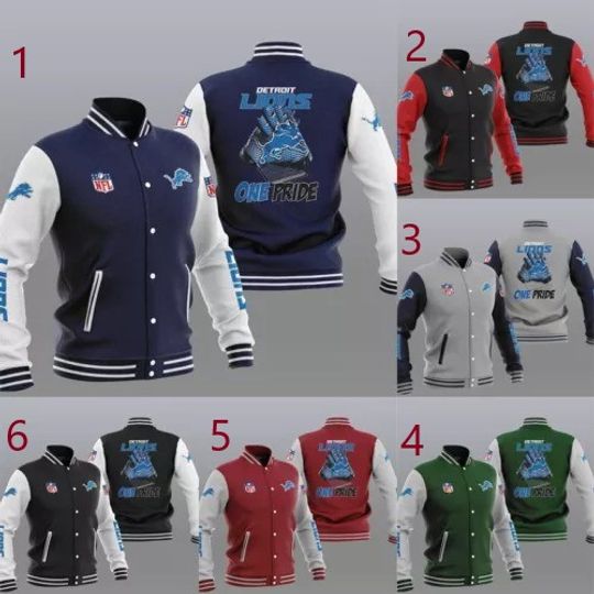 Detroit Lions Mens Baseball Jacket, Gift For Football Lover