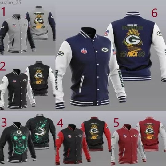 Green Bay Packers Men Baseball Jacket, Gift For Football Lover