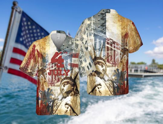Independence Day Aloha Shirt, 4th of July Hawaiian Shirt, Freedom Isn't Free Shirts, Veteran Shirt, Patriotic Tee, USA Pride