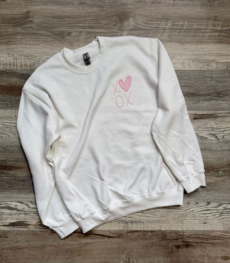 Valentines Day XO Heart Sweatshirt | Valentines Day Shirt | Embroidered Sweatshirt | Valentines Gift