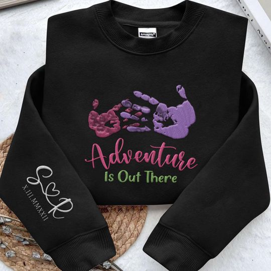 Custom Name Embroidered Up Carl Ellie Adventure Is Out There Sweatshirt, Disney Valentine's Day Couple Embroidery Sweater, Gift For Him Her