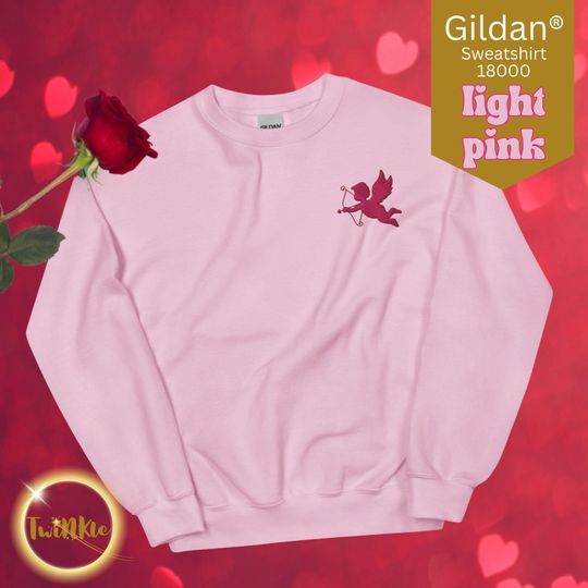 Embroidered Valentines Day Sweater Cupid Sweatshirt for lover, More self love Pullover, Girly Valentine Top, Women's jumper, ladies V day