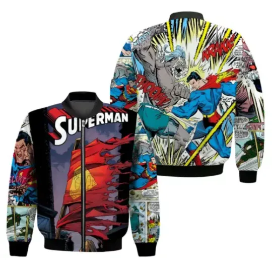 The Death Of Superman, Doomsday, DC Comics Comic Book Bomber Jacket