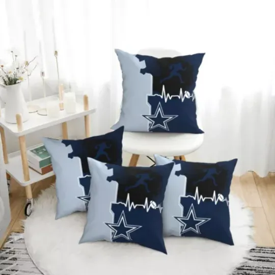 Dallas Cowboys Heartbeat Sport Throw Pillow, Gift For Football Lover