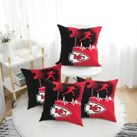 Kansas City Chiefs Heartbeat Sport Throw Pillow, Gift For Football Lover