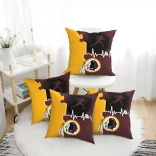 Washington Redskins Heartbeat Sport Throw Pillow, Gift For Football Lover