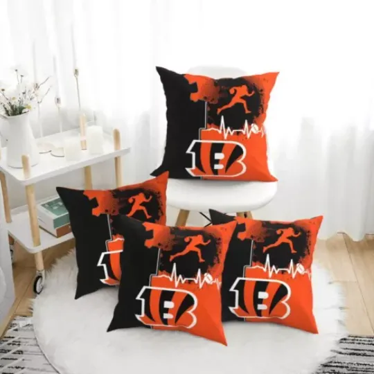 Cincinnati Bengals Heartbeat Sport Throw Pillow, Gift For Football Lover