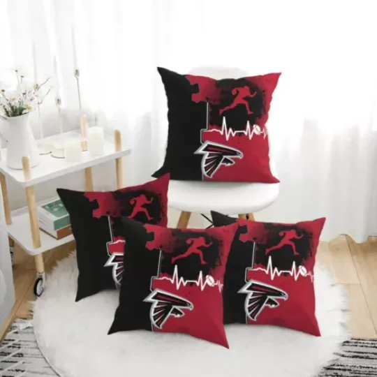 Atlanta Falcons Heartbeat Sport Throw Pillow, Gift For Football Lover