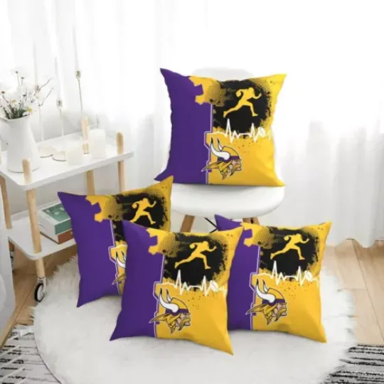 Minnesota Vikings Heartbeat Sport Throw Pillow, Gift For Football Lover