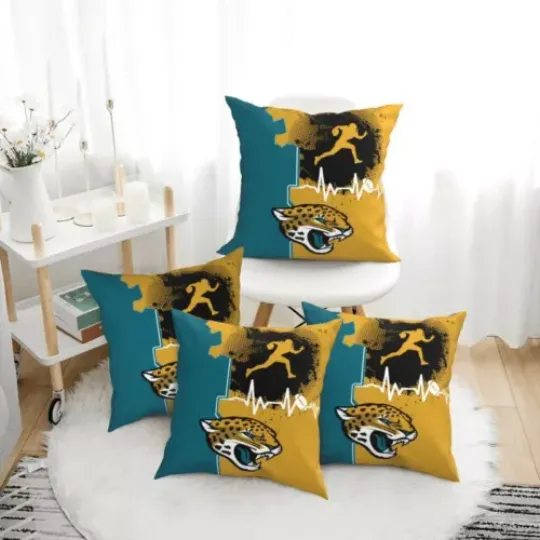 Jacksonville Jaguars Heartbeat Sport Throw Pillow, Gift For Football Lover
