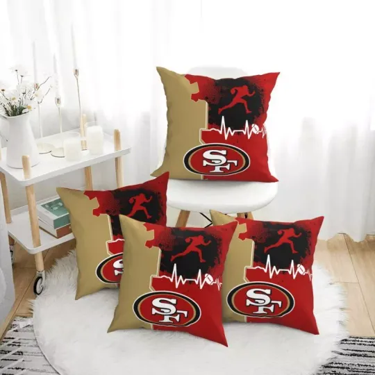 San Francisco 49ers Heartbeat Sport Throw Pillow, Gift For Football Lover