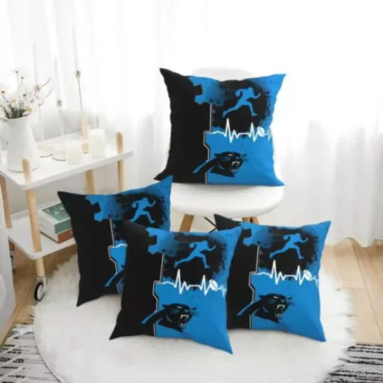 Carolina Panthers Heartbeat Sport Throw Pillow, Gift For Football Lover