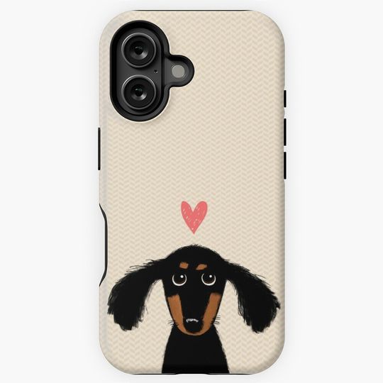 Dachshund Puppy Love | Cute Black and Tan Wiener Dog with Heart iPhone Case