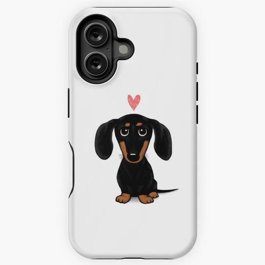 Black and Tan Dachshund with Heart | Cute Cartoon Wiener Dog iPhone Case