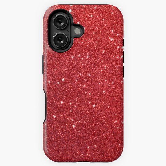 Soft Red Glittery Princess Valentine Bling Faux Glitter Sparkles iPhone Case