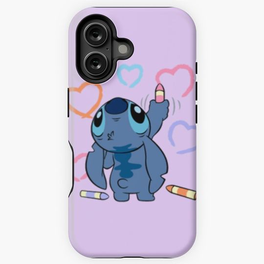 Stitch Drawing Hearts iPhone Case