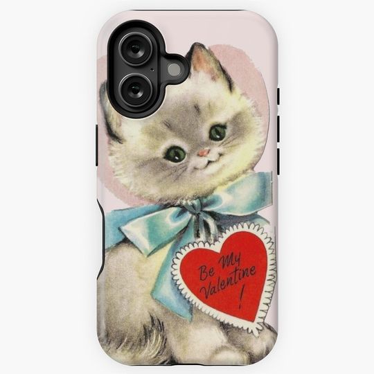 Kitten Vintage Valentine’s Day Card iPhone Case