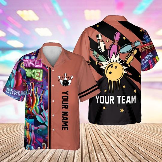 Discover Personalized Custom Name Bowling Shirt, Bowling Hawaiian Shirt