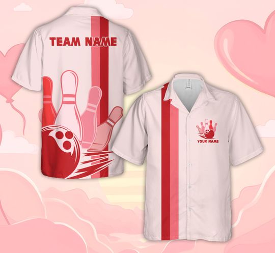 Personalized Valentine's Day Bowling Hawaiian Shirt, Custom Valentine Hawaiian Shirt