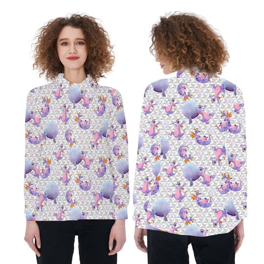 Figment Women Casual Shirt, Figment Epcot Casual Linen Shirt, Cartoon Women Blouses Shirt, Magic Kingdom Family Trip Gift