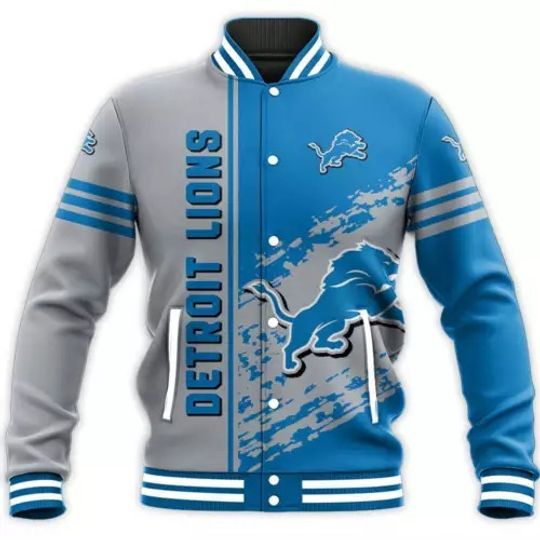 Detroit Lions Mens Baseball Jacket, Gift For Football Lover