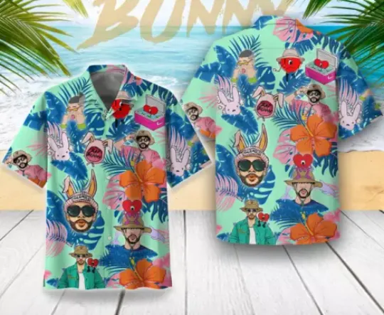 Bad Bunny Hawaiian Shirt Summer Tropical Gift For Fans Short Sleeves