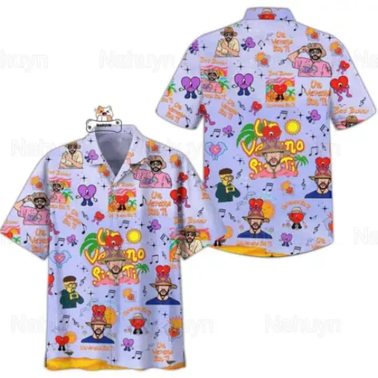 Christmas Hawaiian Shirt, Bad Bunny Button Shirt Un Verano Sin Ti Hawaiian Shirt