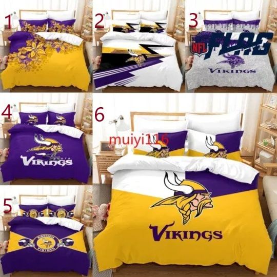 Minnesota Vikings Bedding Set, Gift For Football Lover