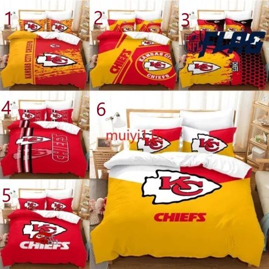 Kansas City Chiefs Bedding Set, Gift For Football Lover